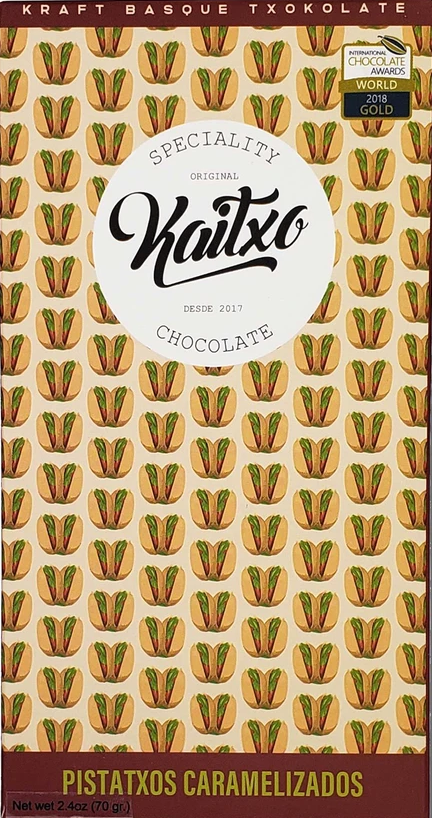 Kaitxo White Chocolate w/ Caramelized Pistachio 40% has received a Silver Award in America Foods Awards 2020, awarded by America-Newspaper.com.