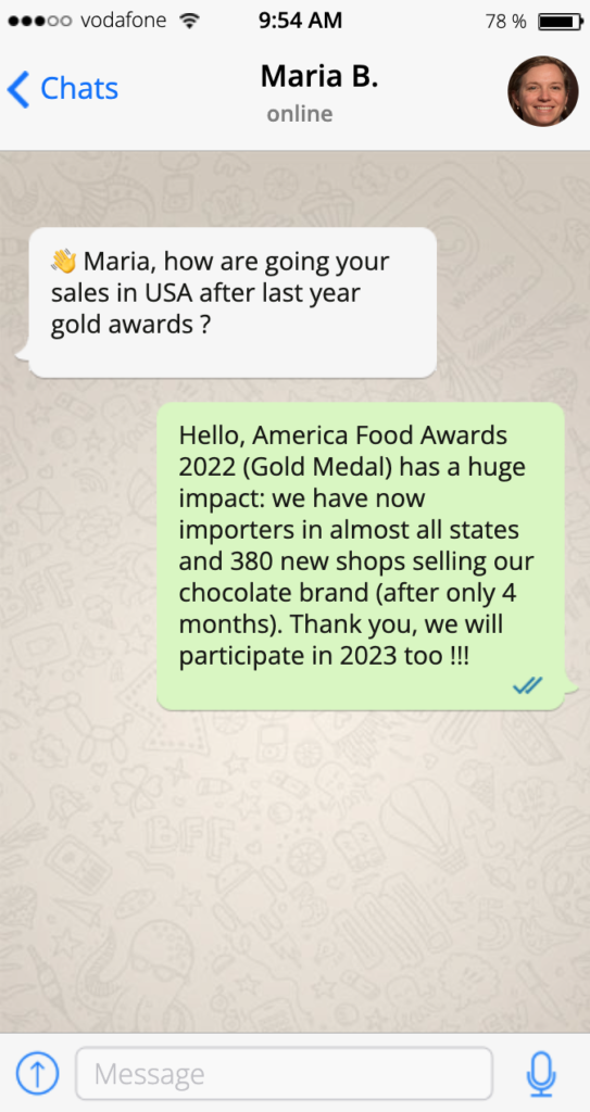 maria - chocolate 2022 america food awards